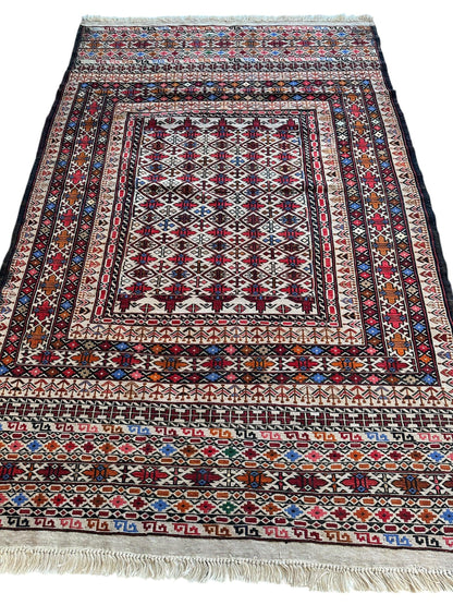 Hand-Woven Afghani Maliki Soumak Wool Kilim Rug - 4'2" x 6'6" - Tampa Home & Garden Store