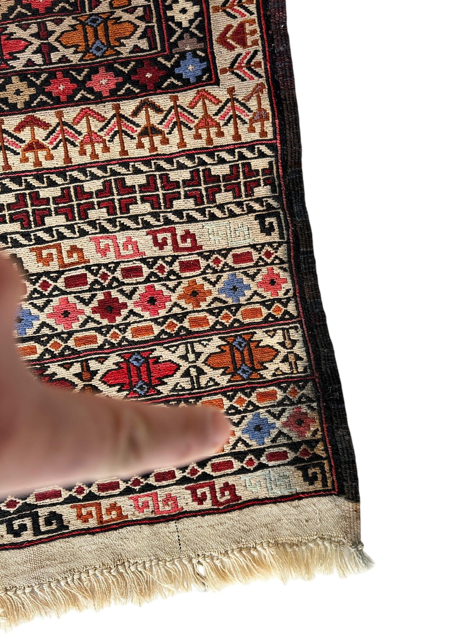 Hand-Woven Afghani Maliki Soumak Wool Kilim Rug - 4'2" x 6'6" - Tampa Home & Garden Store
