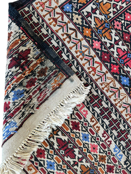 Hand-Woven Afghani Maliki Soumak Wool Kilim Rug - 4'2" x 6'6" - Tampa Home & Garden Store