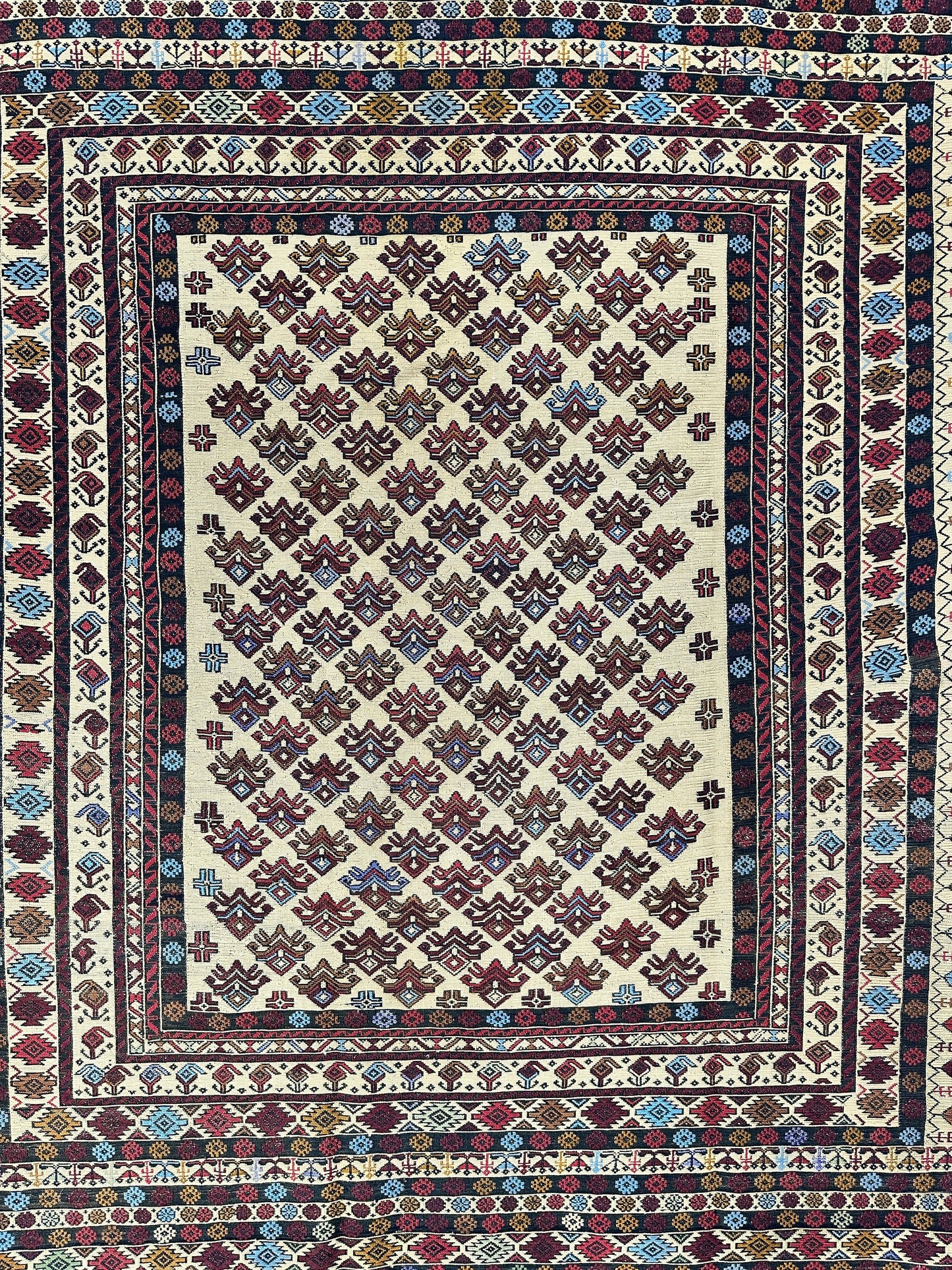 Hand-Woven Afghani Maliki Soumak Wool Kilim Rug - 4'2" x 6' - Tampa Home & Garden Store