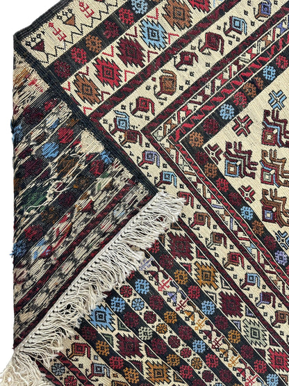 Hand-Woven Afghani Maliki Soumak Wool Kilim Rug - 4'2" x 6' - Tampa Home & Garden Store