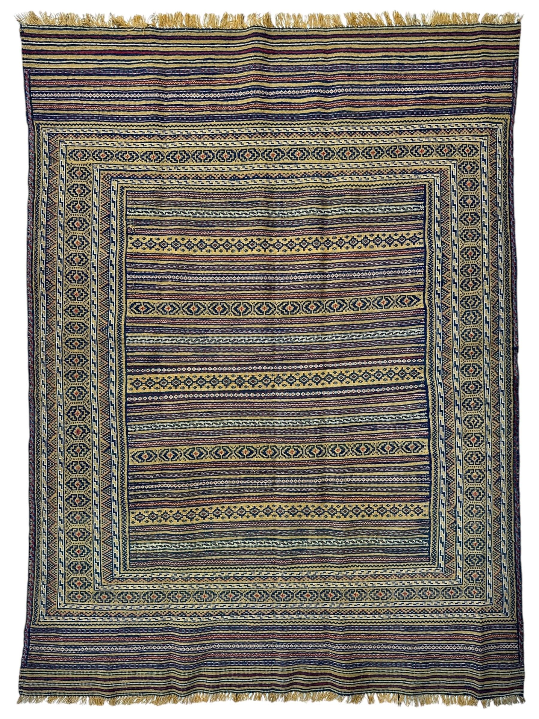 Hand-Woven Afghani Maliki Wool Kilim Rug - 4'5" x 6' - Tampa Home & Garden Store