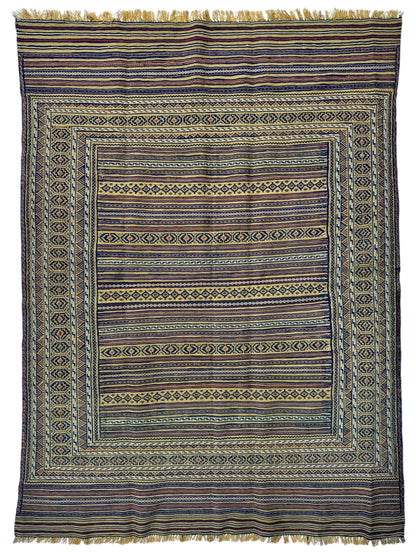 Hand-Woven Afghani Maliki Wool Kilim Rug - 4'5" x 6' - Tampa Home & Garden Store