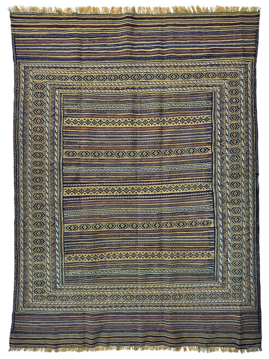 Hand-Woven Afghani Maliki Wool Kilim Rug - 4'5" x 6' - Tampa Home & Garden Store