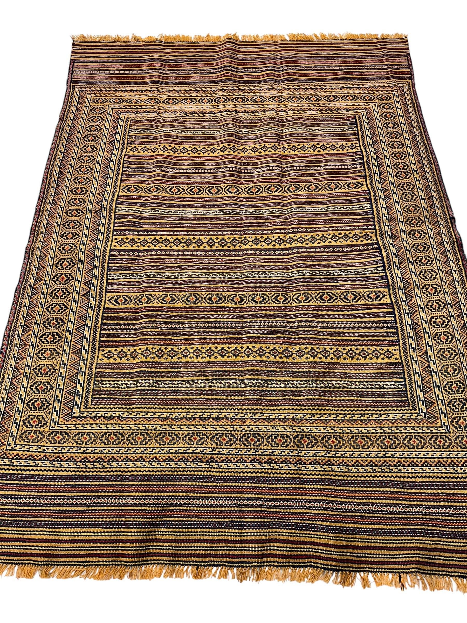 Hand-Woven Afghani Maliki Wool Kilim Rug - 4'5" x 6' - Tampa Home & Garden Store