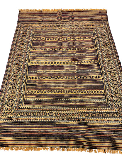 Hand-Woven Afghani Maliki Wool Kilim Rug - 4'5" x 6' - Tampa Home & Garden Store