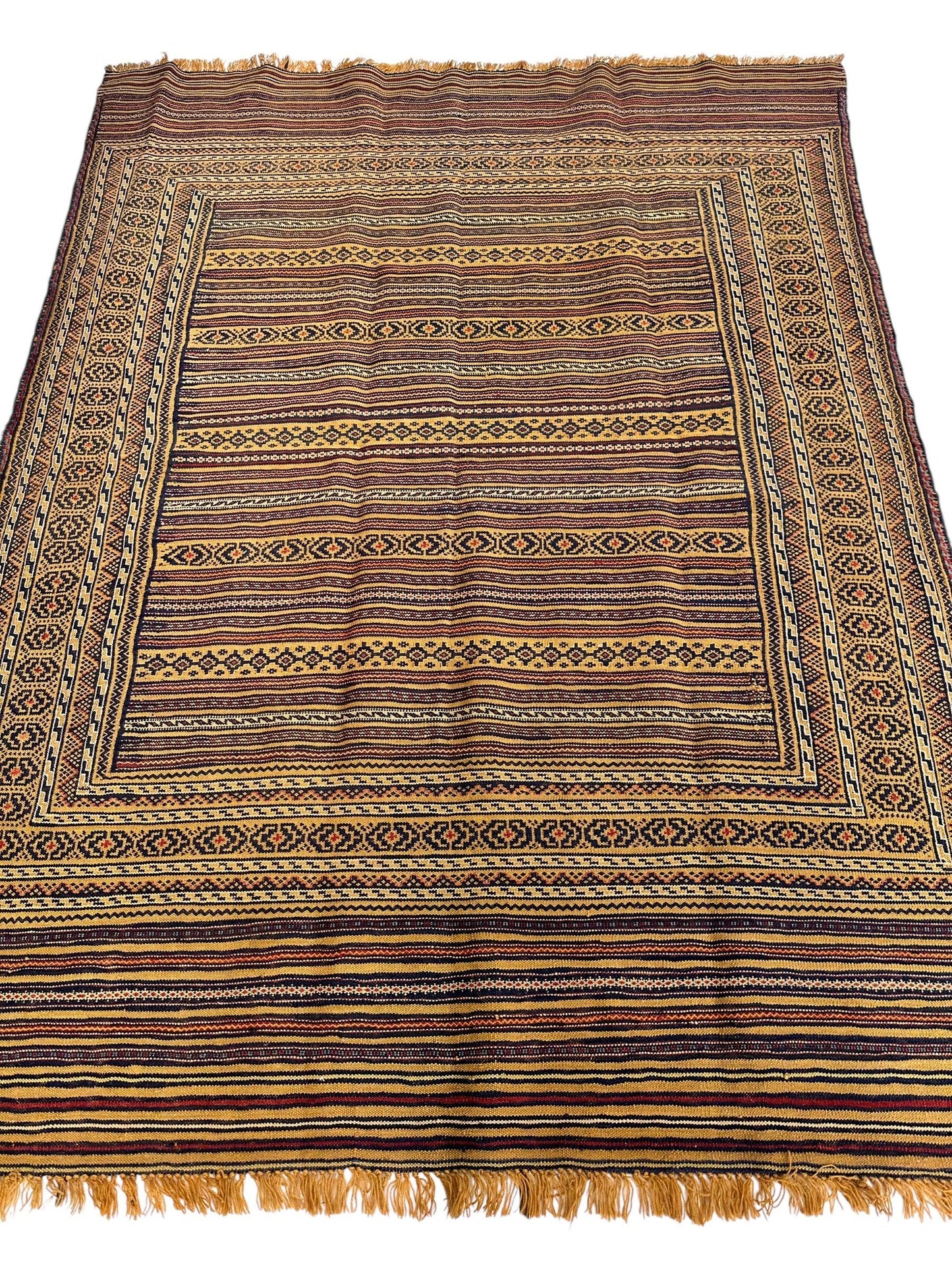Hand-Woven Afghani Maliki Wool Kilim Rug - 4'5" x 6' - Tampa Home & Garden Store