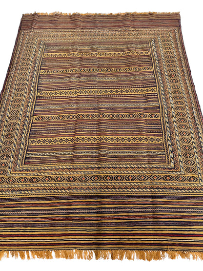 Hand-Woven Afghani Maliki Wool Kilim Rug - 4'5" x 6' - Tampa Home & Garden Store