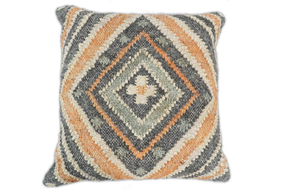 Hand Woven Boho Rust and Charcoal Jute and Wool Tribal Accent  Pillow, Cushion | PL11 - Tampa Home & Garden Store