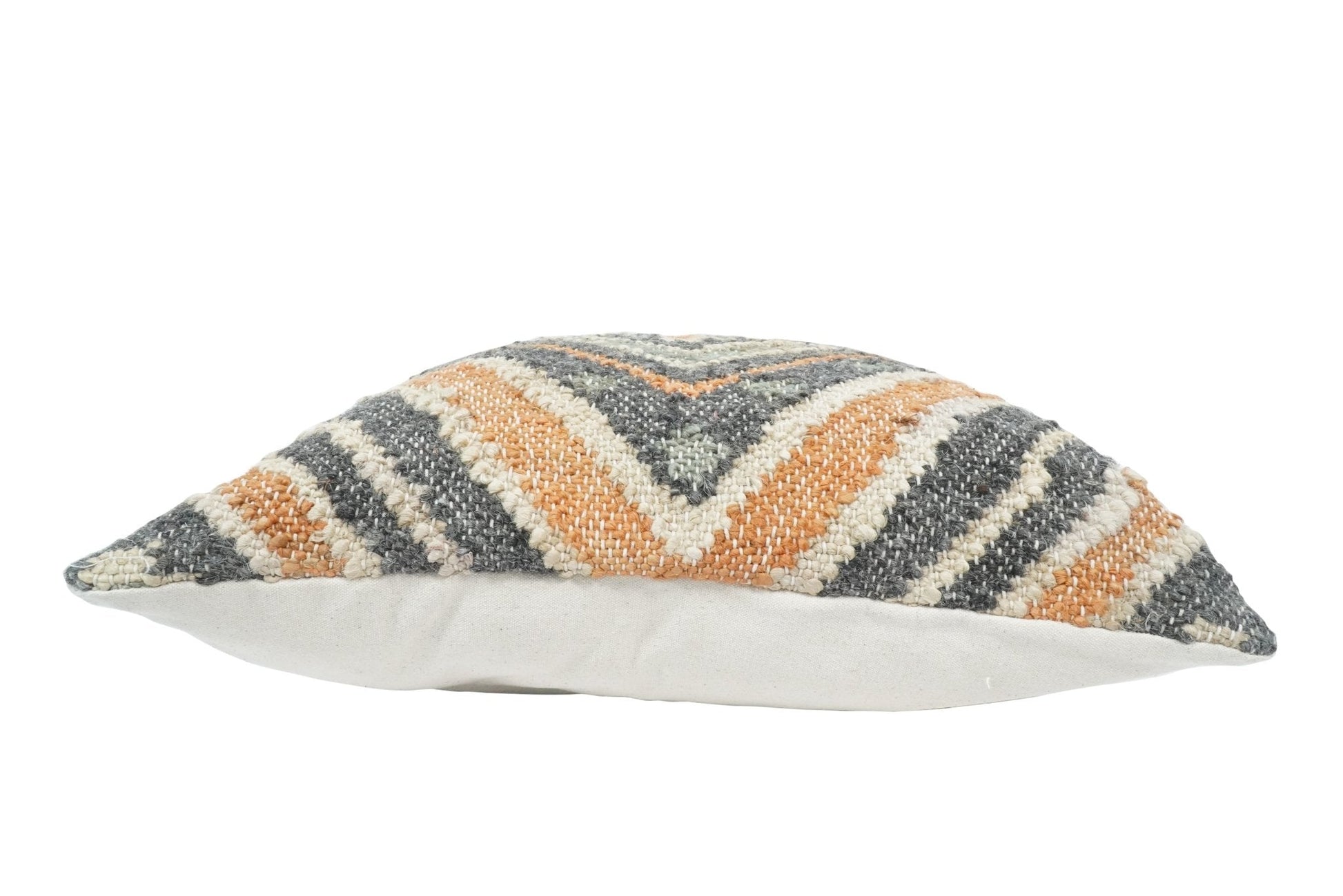 Hand Woven Boho Rust and Charcoal Jute and Wool Tribal Accent  Pillow, Cushion | PL11 - Tampa Home & Garden Store