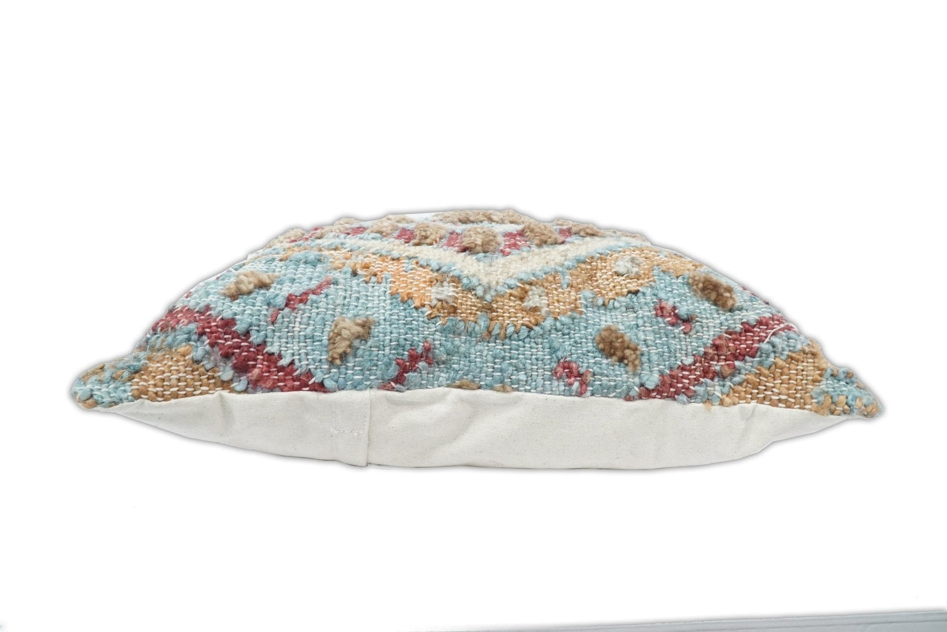 Hand Woven Boho Tribal Accent Mustard and Blue Jute and Wool Pillow, Cushion | PL13 - Tampa Home & Garden Store