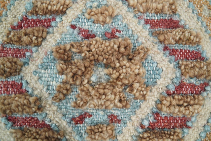Hand Woven Boho Tribal Accent Mustard and Blue Jute and Wool Pillow, Cushion | PL13 - Tampa Home & Garden Store