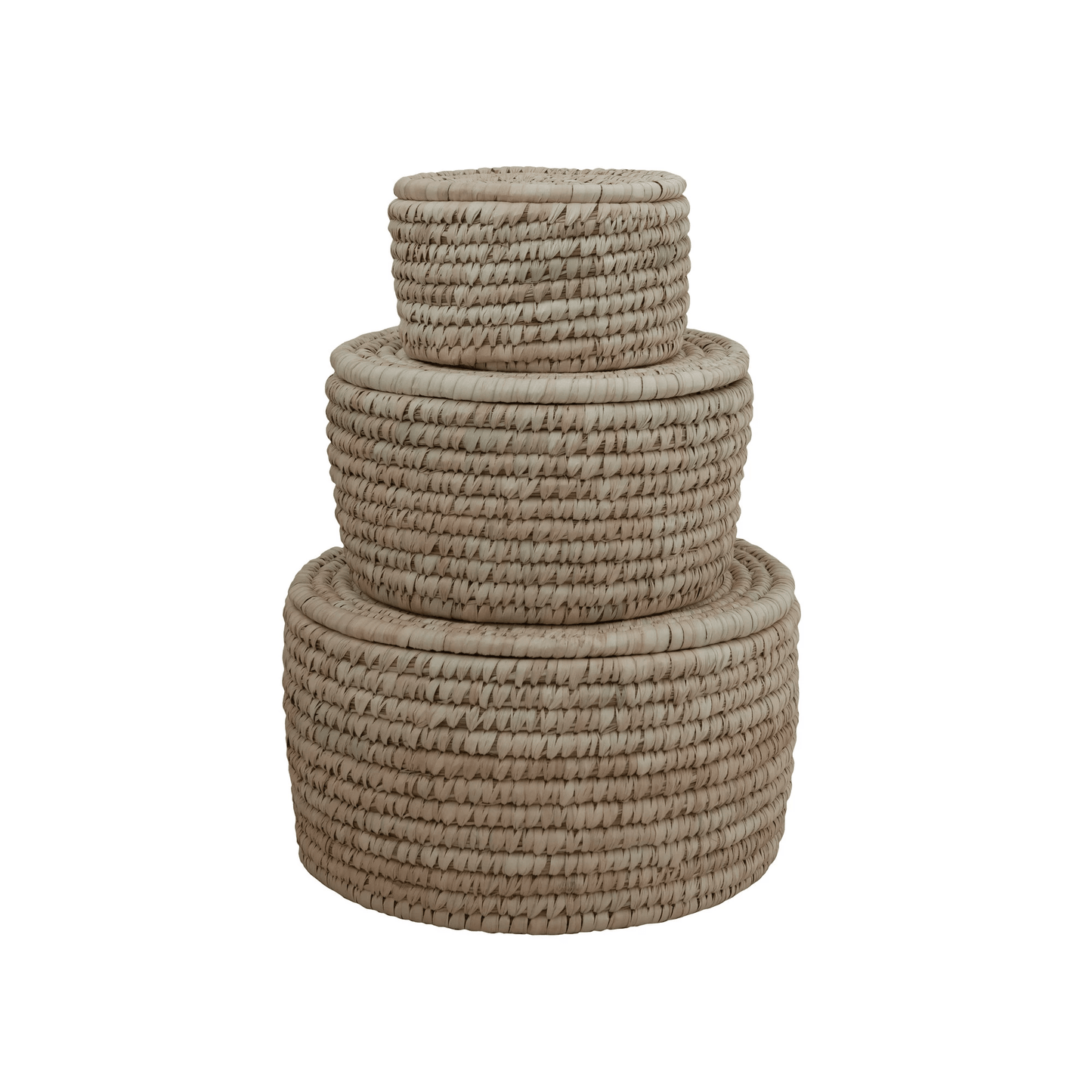 Hand-Woven Storage Baskets with Lids, Set of 3 - Tampa Home & Garden Store