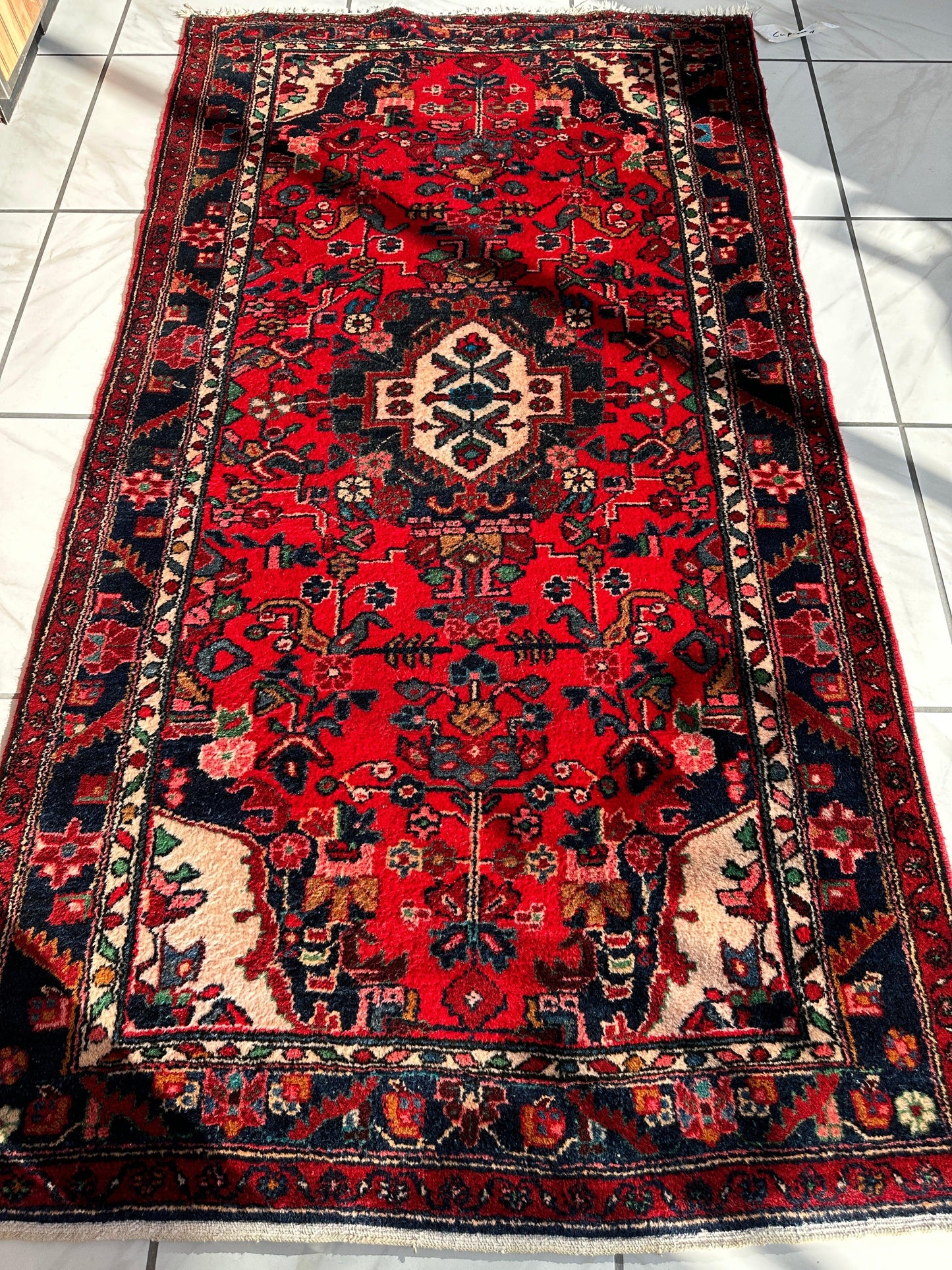 Hand-knotted Persian Hamadan wool Rug 3’8” x 6’4” - Tampa Home & Garden Store