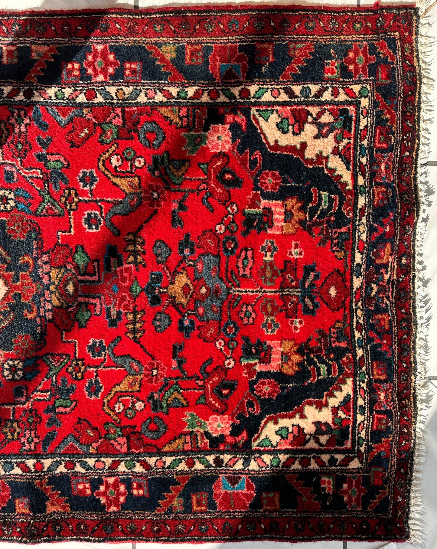 Hand-knotted Persian Hamadan wool Rug 3’8” x 6’4” - Tampa Home & Garden Store