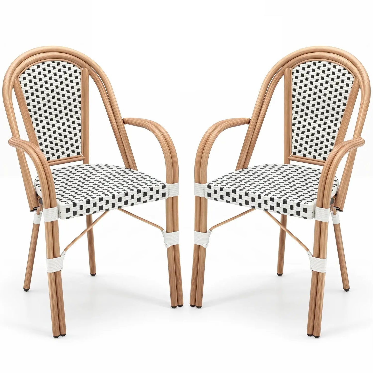 PE Wicker Bistro Dining Chairs Set of 2 Outdoor