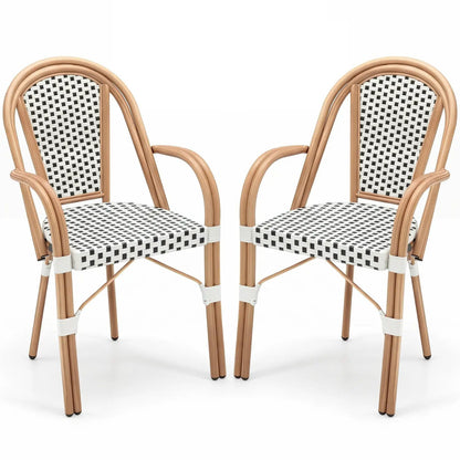 PE Wicker Bistro Dining Chairs Set of 2 Outdoor