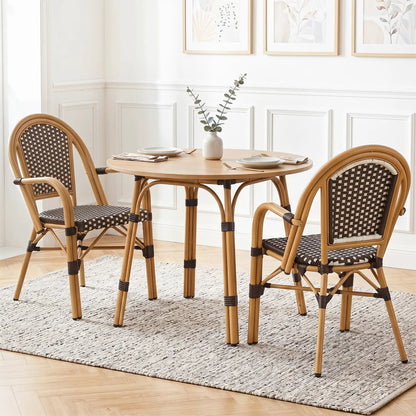 PE Wicker Bistro Dining Chairs Set of 2 Outdoor