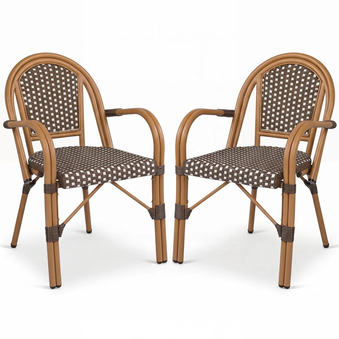 PE Wicker Bistro Dining Chairs Set of 2 Outdoor