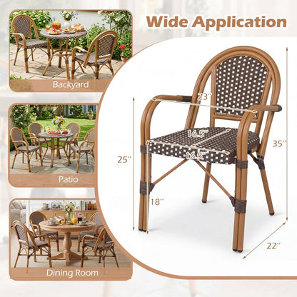 PE Wicker Bistro Dining Chairs Set of 2 Outdoor
