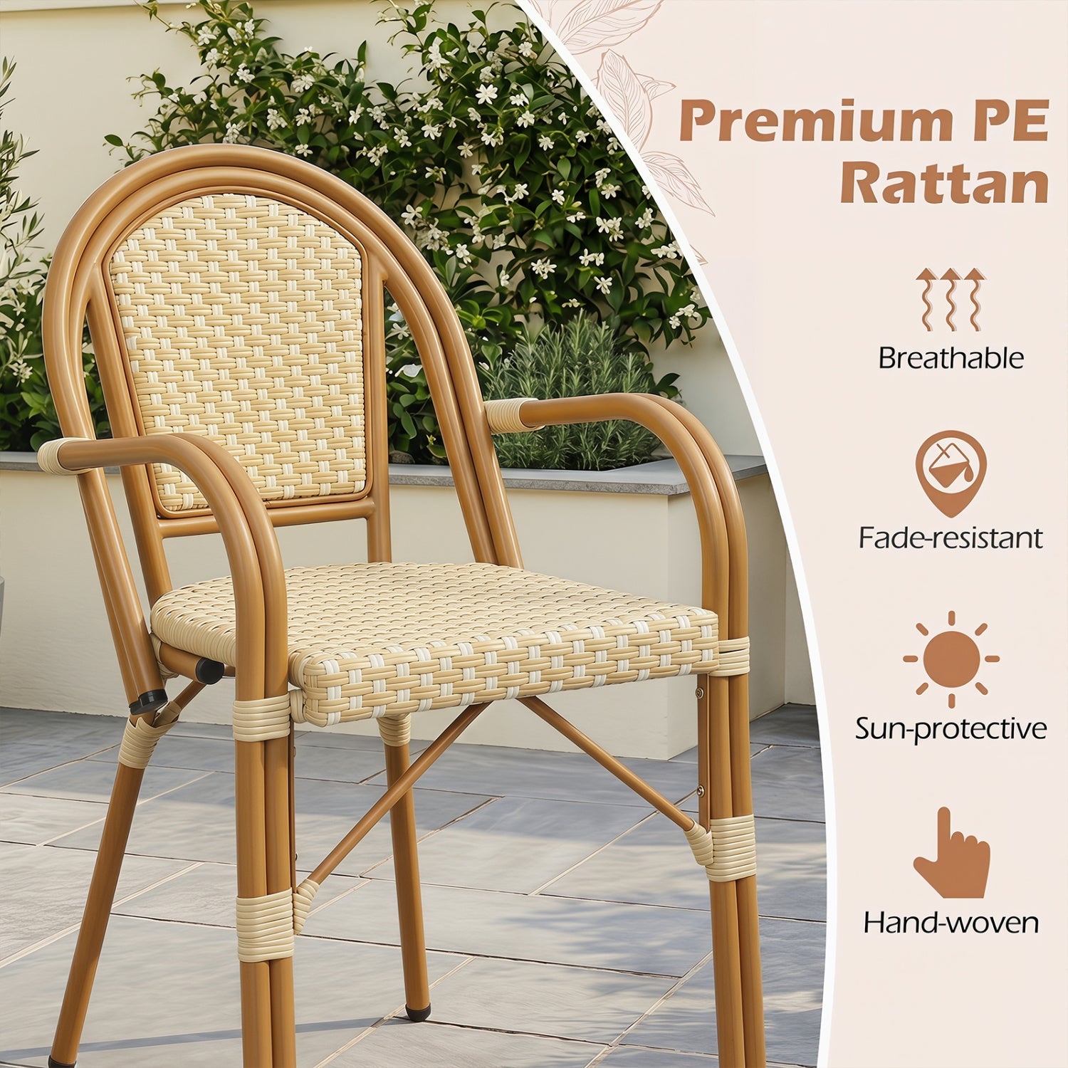 PE wicker bistro dining chairs set of 2 in yellow by DirectDeals for patio on Tampa Home & Garden Store