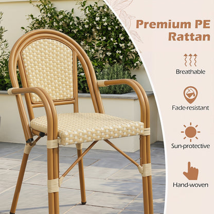 PE wicker bistro dining chairs set of 2 in yellow by DirectDeals for patio on Tampa Home & Garden Store