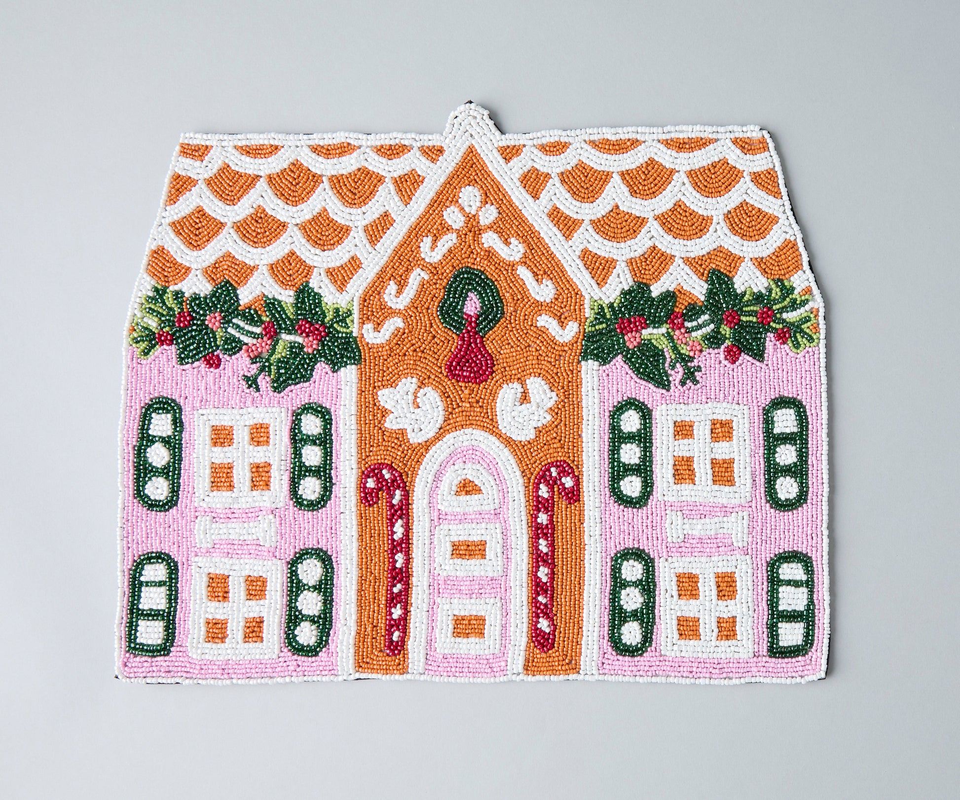 Handcrafted Gingerbread House Beaded Placemat, Beaded Holiday Table Decor, Christmas special beaded placemat by Payton James, Christmas decoration gift for her - Tampa Home & Garden Store