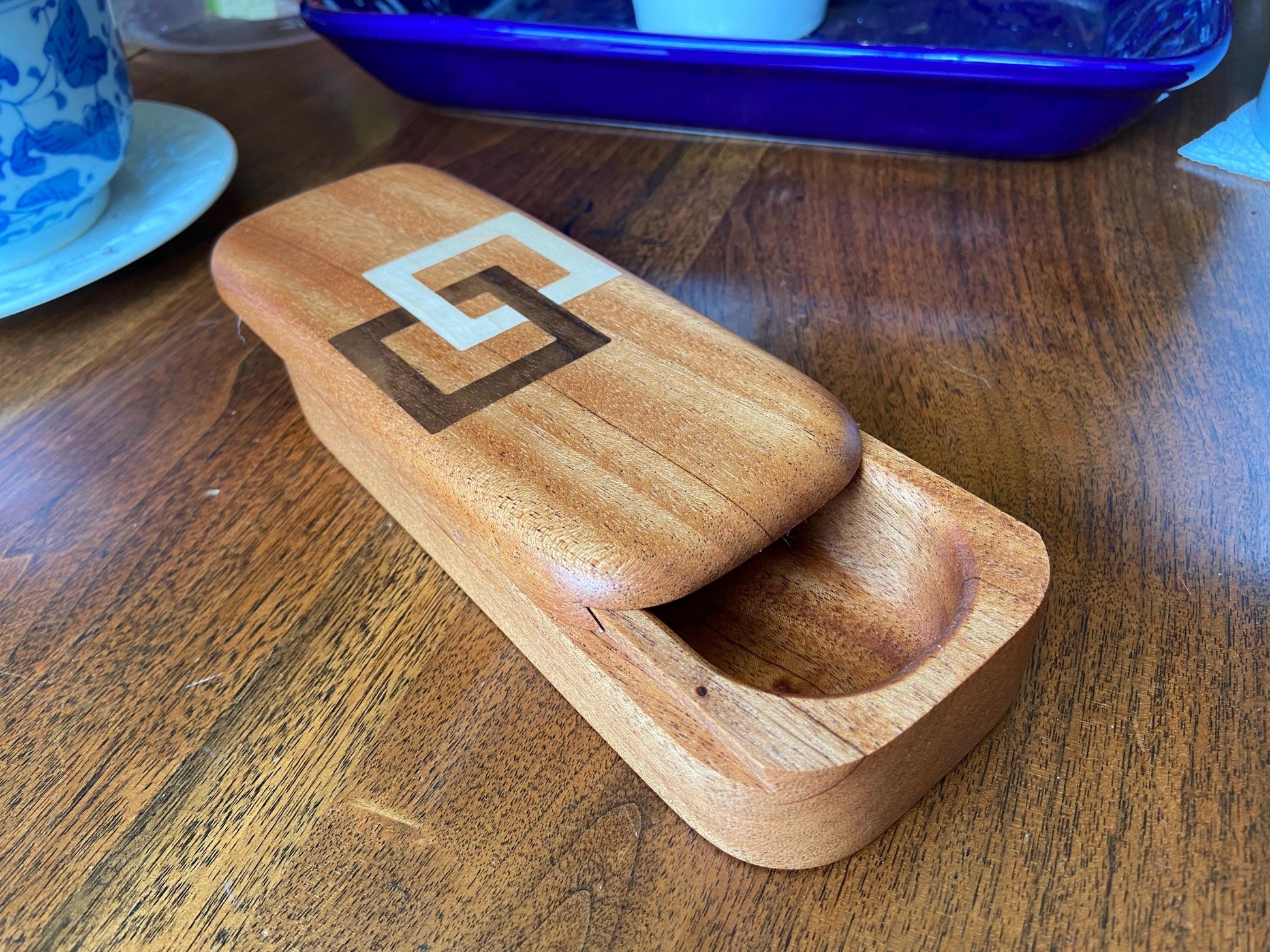 Handcrafted Keepsake Box/Wood Inlay - 8.25" x 3.25" - Tampa Home & Garden Store