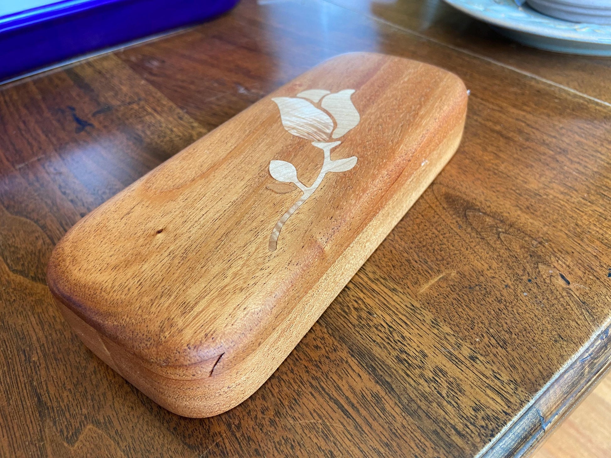 Handcrafted Keepsake Box/Wood Inlay - 8.25" x 3.25" - Tampa Home & Garden Store