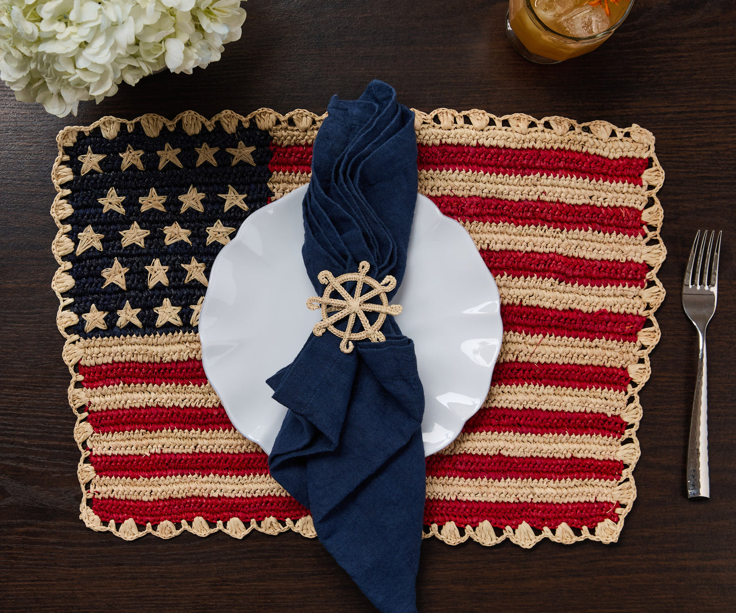 Handcrafted Scalloped Americana Placemats-American Flag Design - Payton James X Tuckernuck - Tampa Home & Garden Store