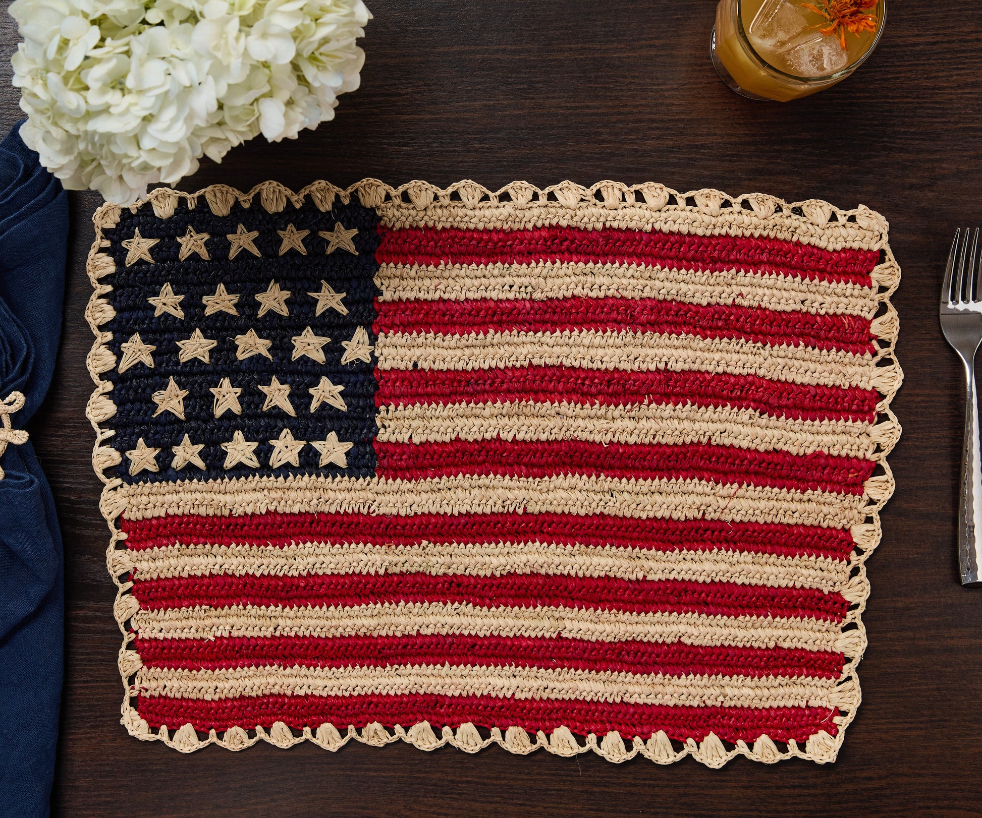 Handcrafted Scalloped Americana Placemats-American Flag Design - Payton James X Tuckernuck - Tampa Home & Garden Store