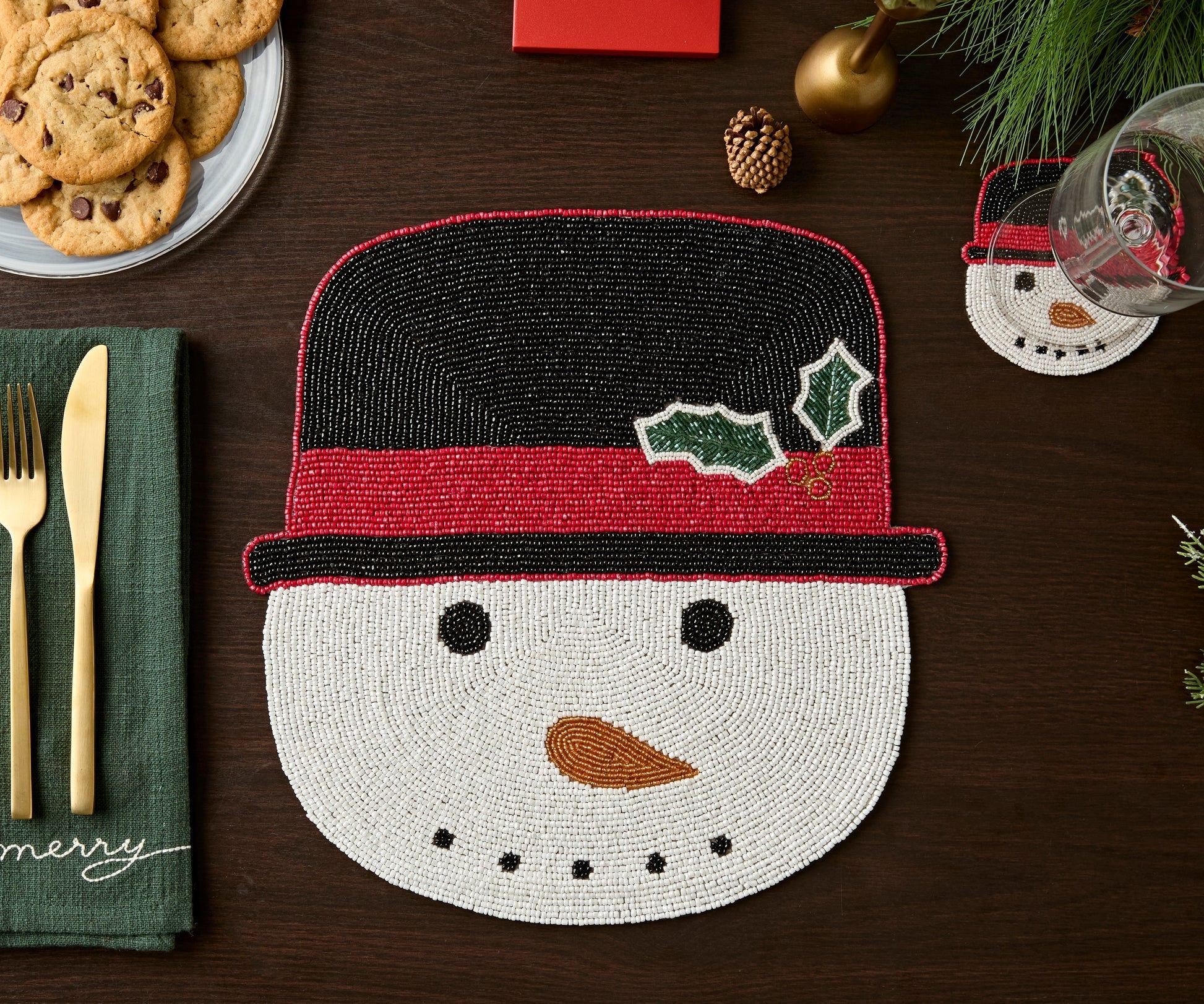Handcrafted Snowman Beaded Coasters - Tampa Home & Garden Store