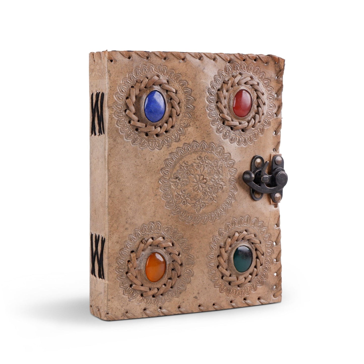 Handcrafted Vintage 4 Stone Leather Diary - Tampa Home & Garden Store