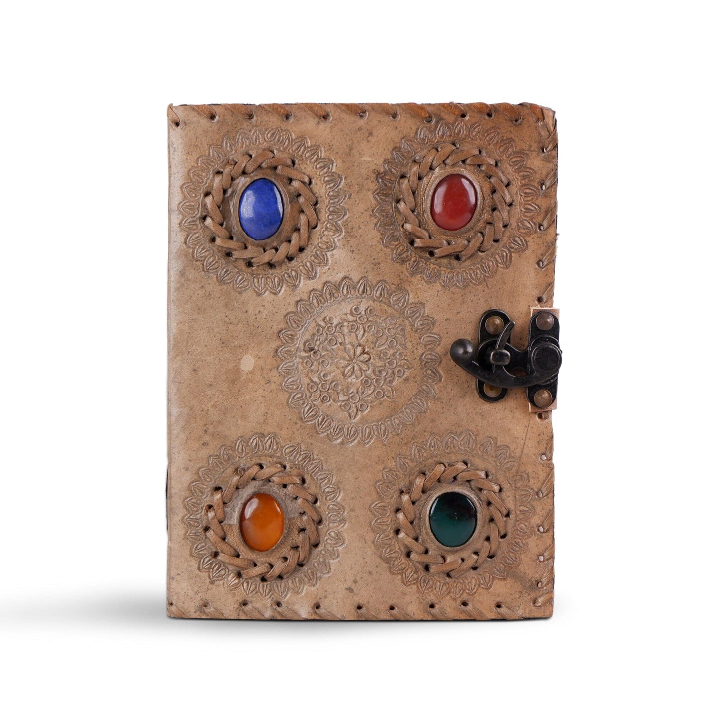 Handcrafted Vintage 4 Stone Leather Diary - Tampa Home & Garden Store