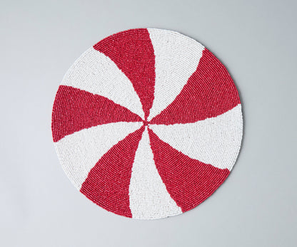 Handmade Beaded Candy Cane Placemat – Christmas Placemats, Beaded Candy Cane Placemat & Runner – Christmas Table Decor by Payton James - Tampa Home & Garden Store