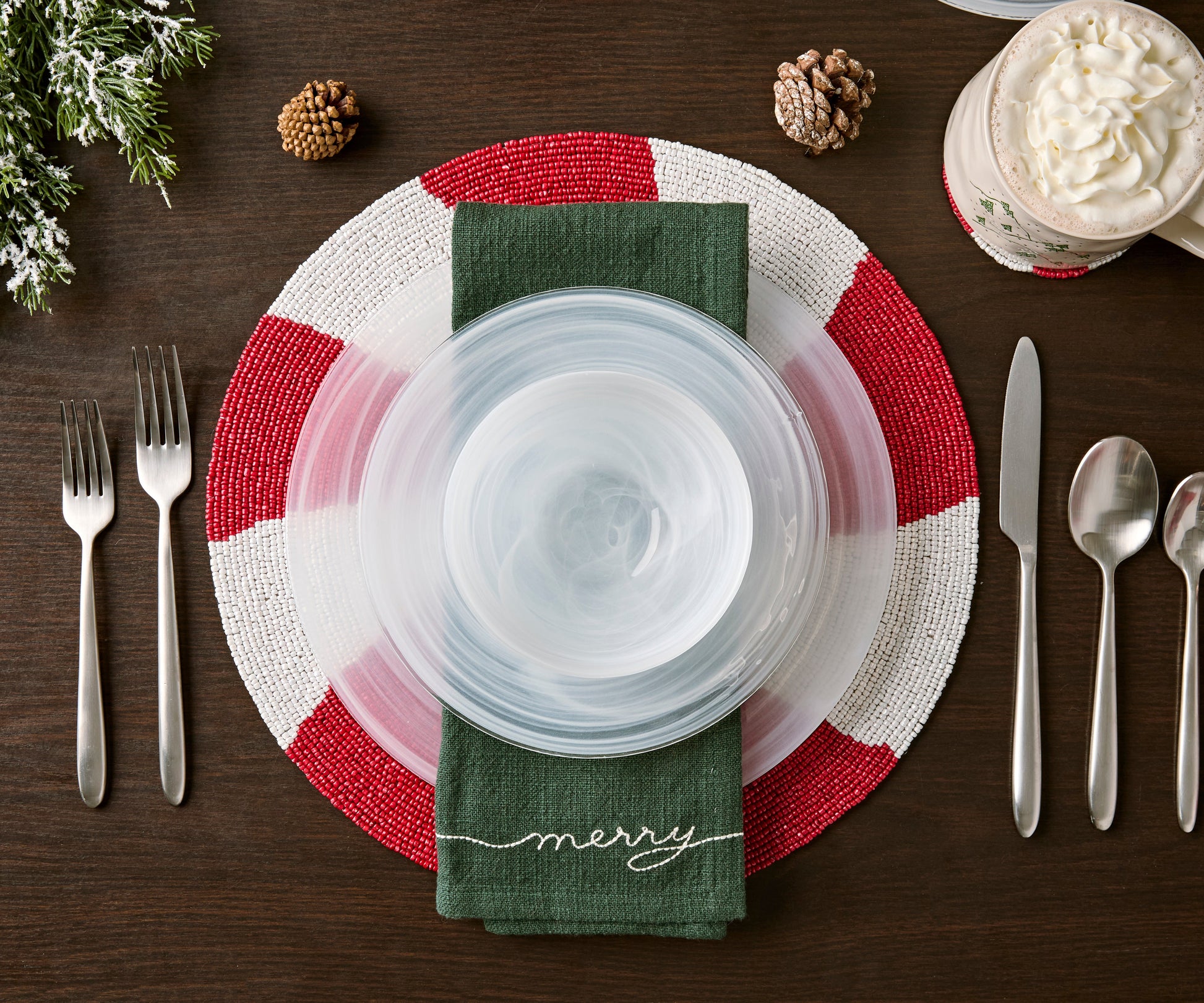 Handmade Beaded Candy Cane Placemat – Christmas Placemats, Beaded Candy Cane Placemat & Runner – Christmas Table Decor by Payton James - Tampa Home & Garden Store