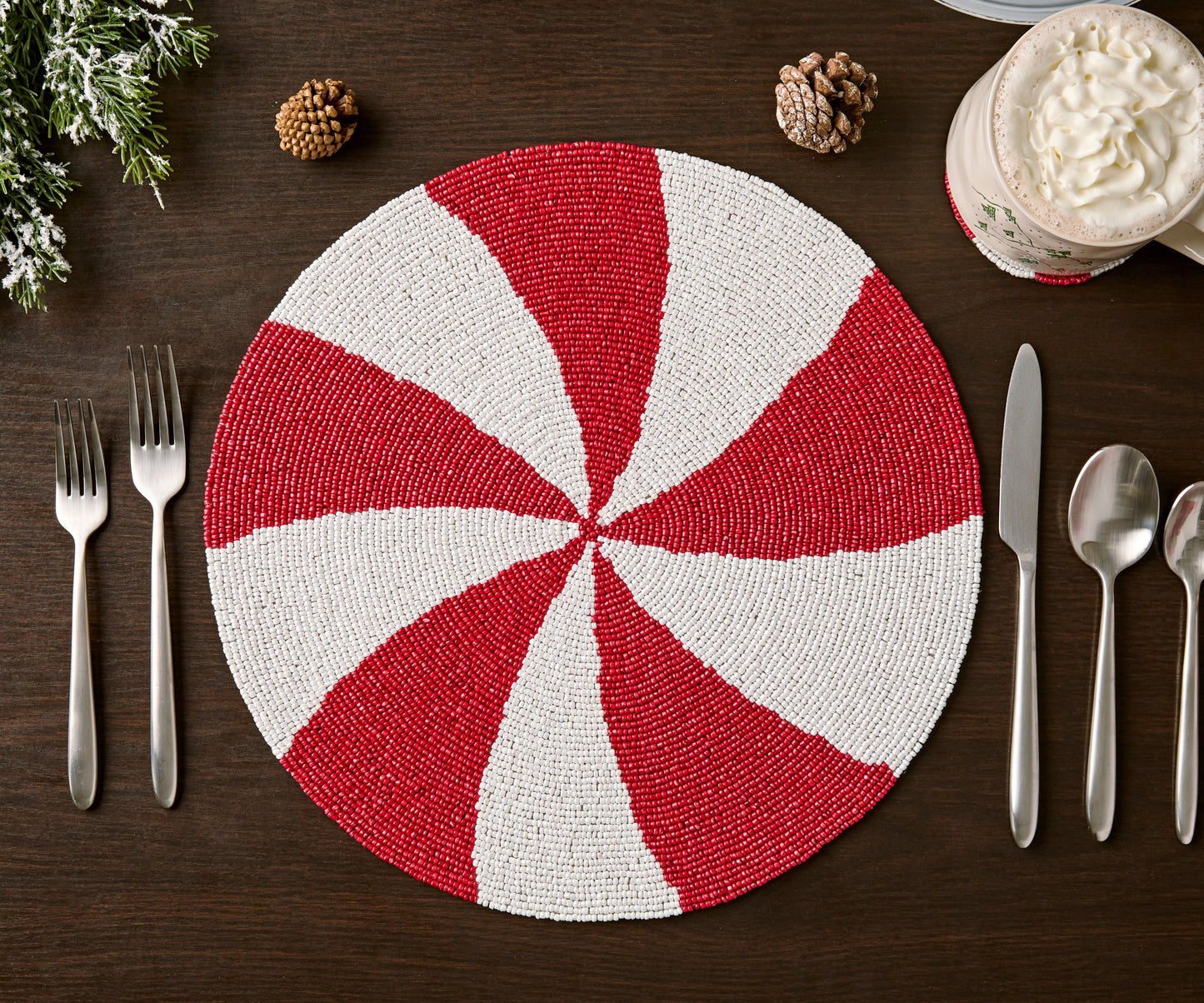 Handmade Beaded Candy Cane Placemat – Christmas Placemats, Beaded Candy Cane Placemat & Runner – Christmas Table Decor by Payton James - Tampa Home & Garden Store