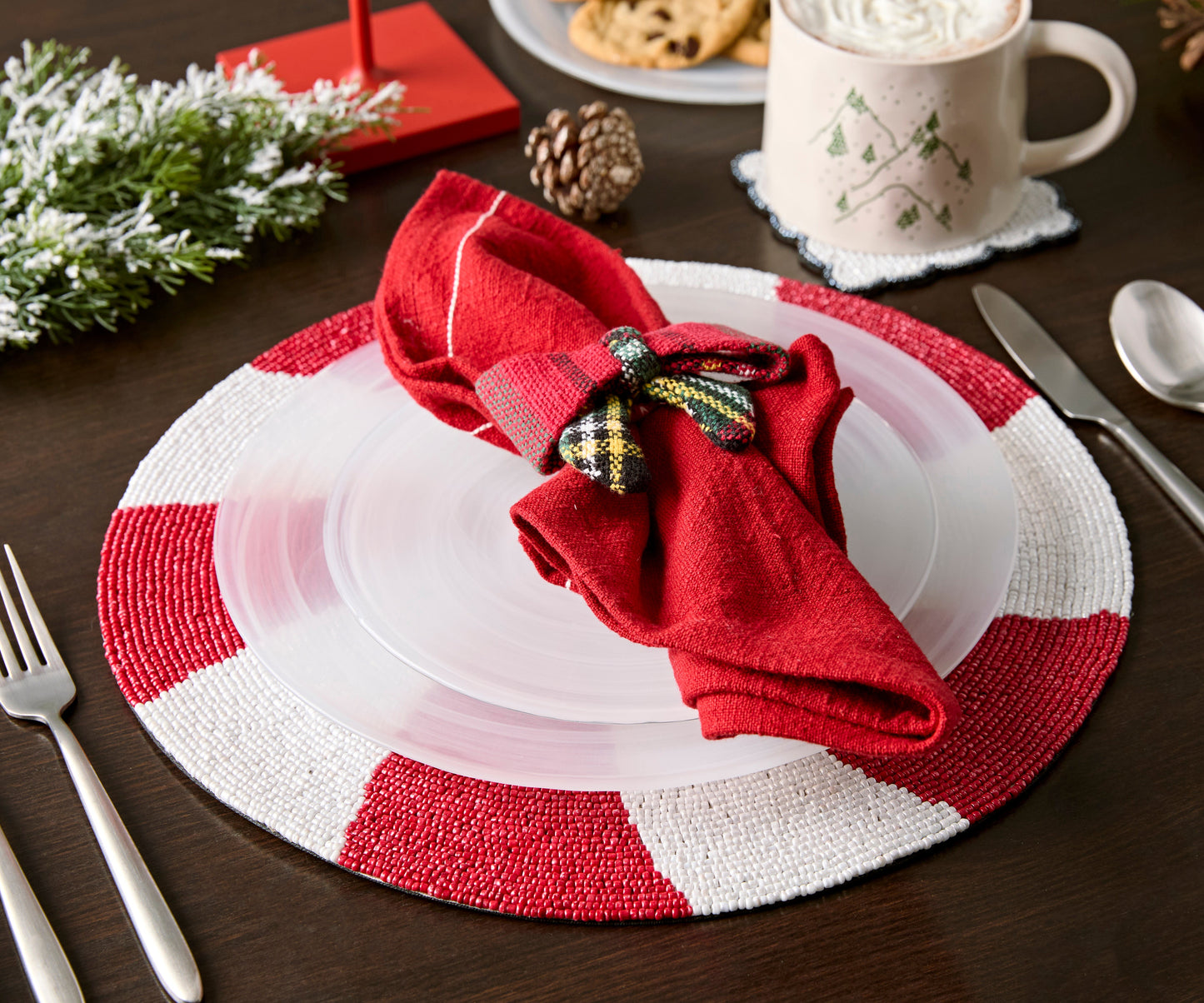 Handmade Beaded Candy Cane Placemat – Christmas Placemats, Beaded Candy Cane Placemat & Runner – Christmas Table Decor by Payton James - Tampa Home & Garden Store