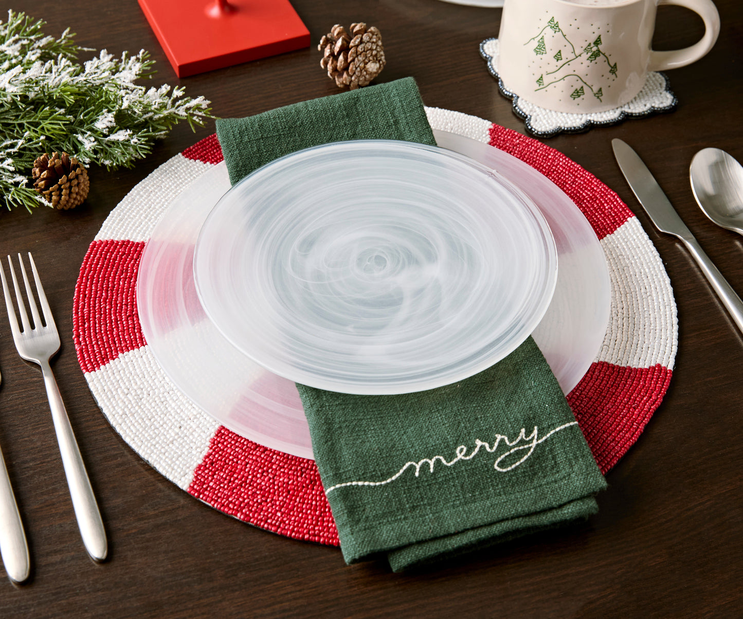 Handmade Beaded Candy Cane Placemat – Christmas Placemats, Beaded Candy Cane Placemat & Runner – Christmas Table Decor by Payton James - Tampa Home & Garden Store