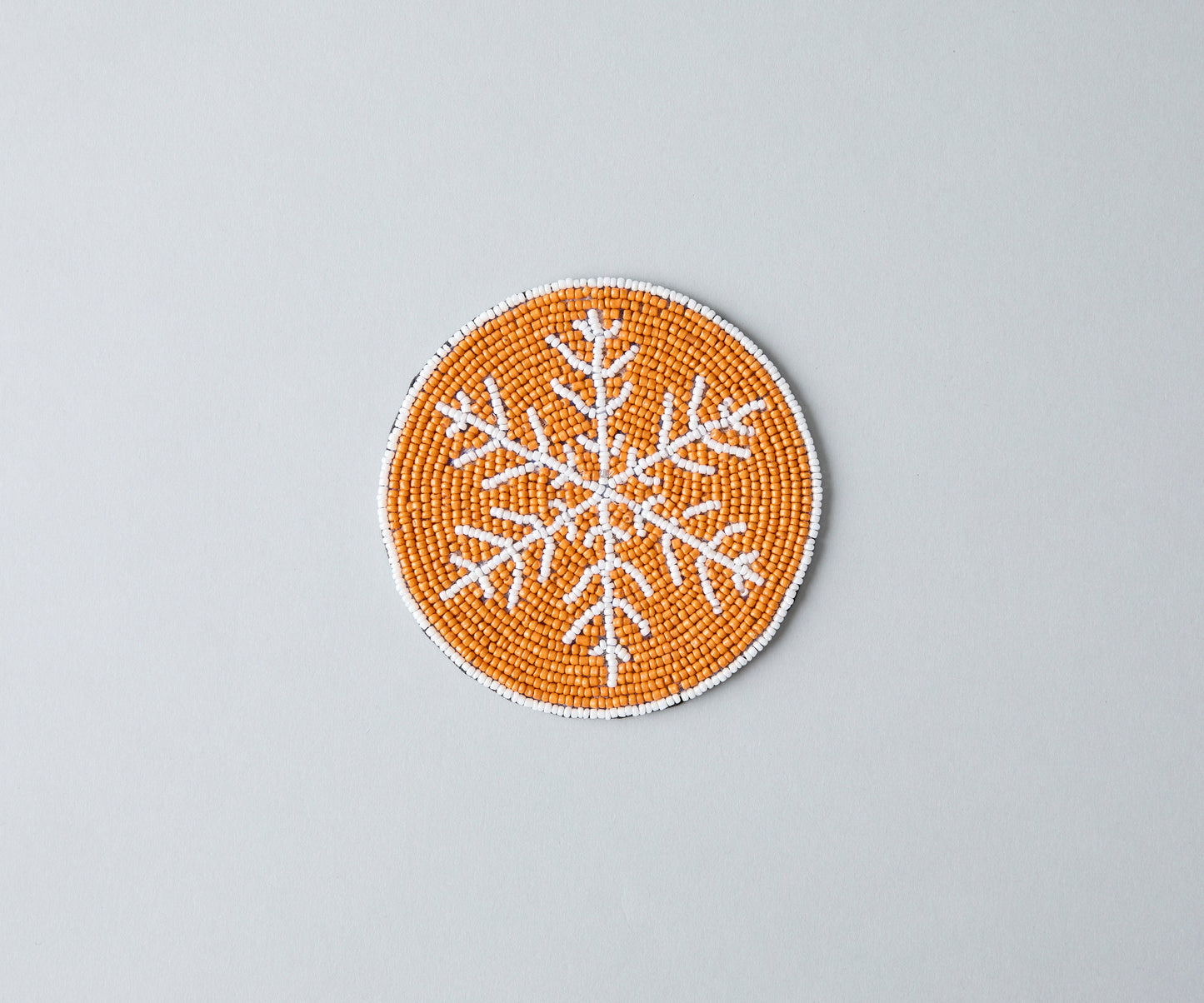 Handmade Beaded Christmas Snowflakes Coasters, White and Yellow Beads, Payton James Holiday Table Decor, Elegant Centerpiece Gift Idea - Tampa Home & Garden Store