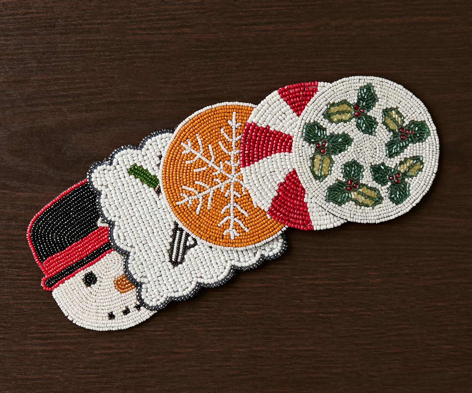 Handmade Beaded Holiday Coaster – Christmas Table Decor by Payton James - Tampa Home & Garden Store