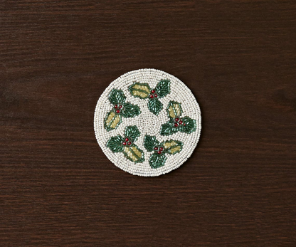 Handmade Beaded Holiday Coaster – Christmas Table Decor by Payton James - Tampa Home & Garden Store