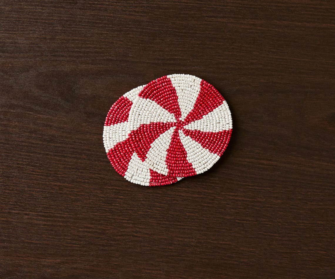 Handmade Beaded Holiday Coaster – Christmas Table Decor by Payton James - Tampa Home & Garden Store