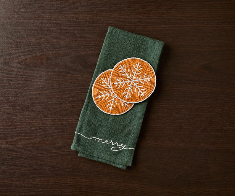 Handmade Beaded Holiday Coaster – Christmas Table Decor by Payton James - Tampa Home & Garden Store