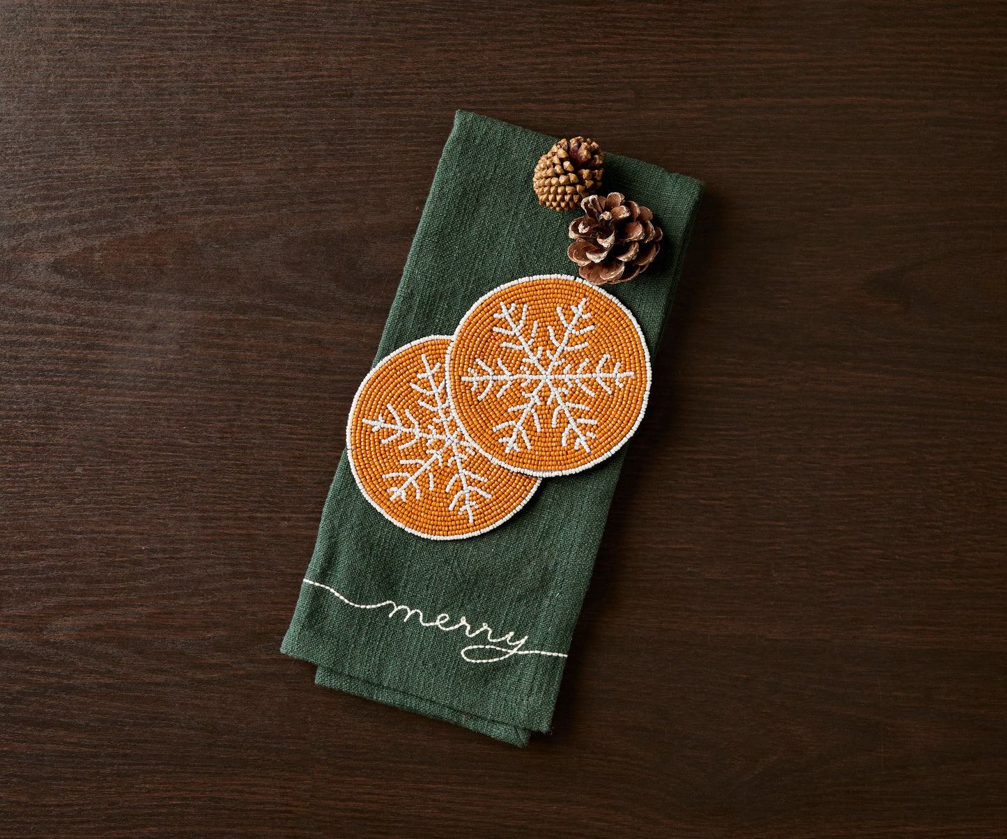 Handmade Beaded Holiday Coaster – Christmas Table Decor by Payton James - Tampa Home & Garden Store