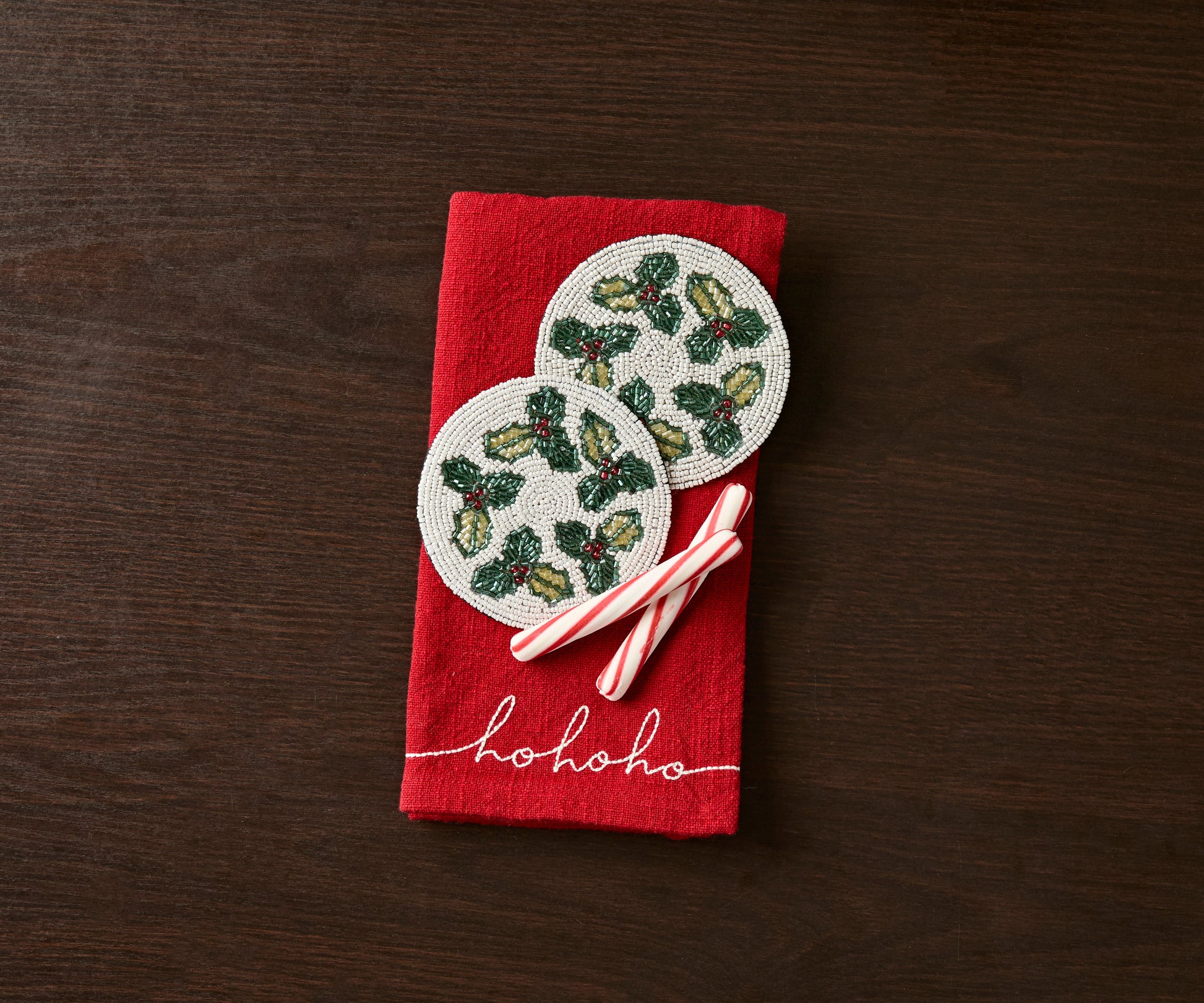 Handmade Beaded Holiday Coaster – Christmas Table Decor by Payton James - Tampa Home & Garden Store