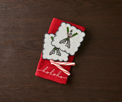 Handmade Beaded Ski Coaster with Pearls – Elegant Black, White, and Green Coaster for Tableware & Home Decor - Tampa Home & Garden Store