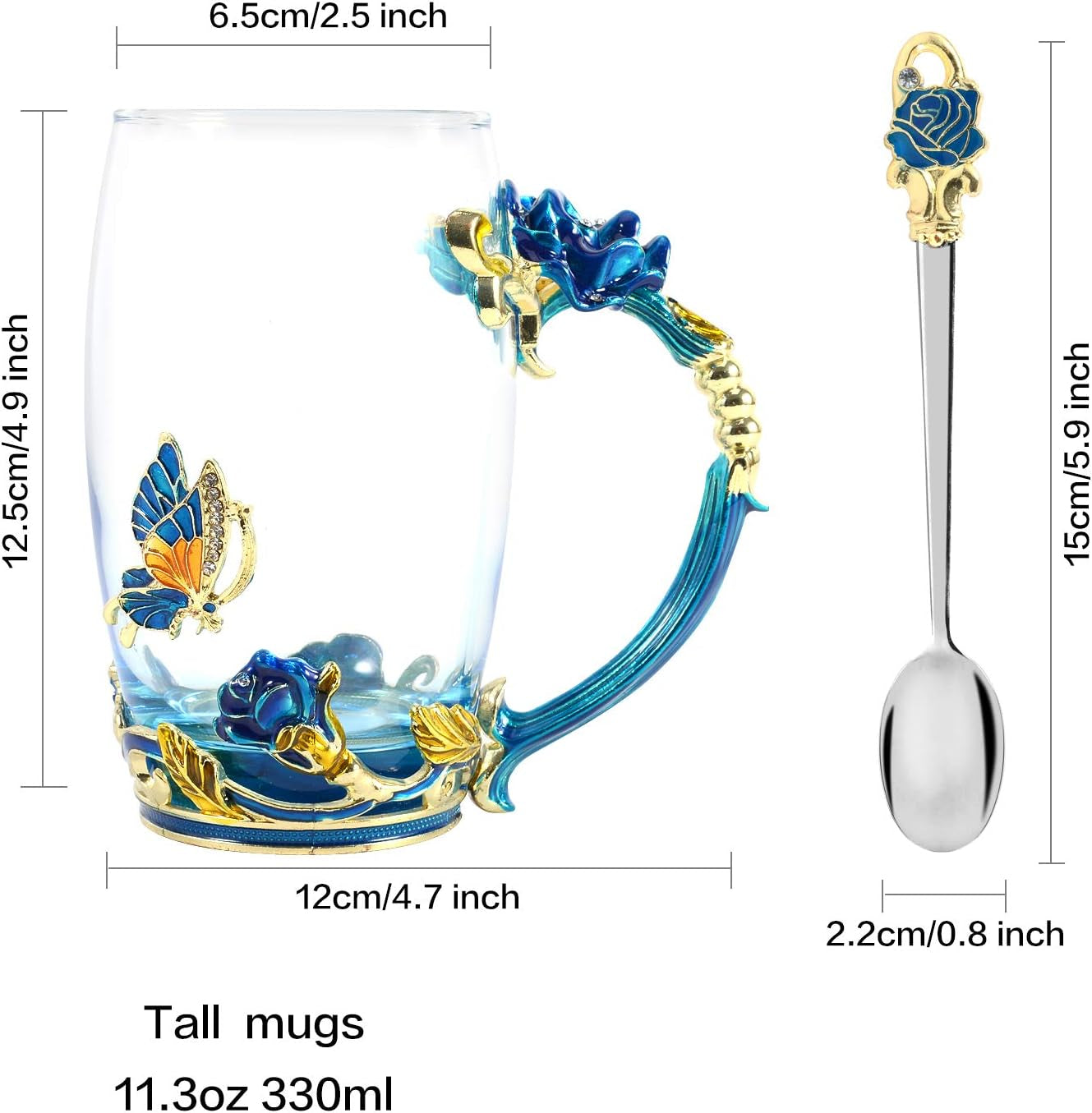 Handmade Enamel Teacup Set with Floral & Butterfly Design — The Perfect Gift for Tea Lovers - Tampa Home & Garden Store