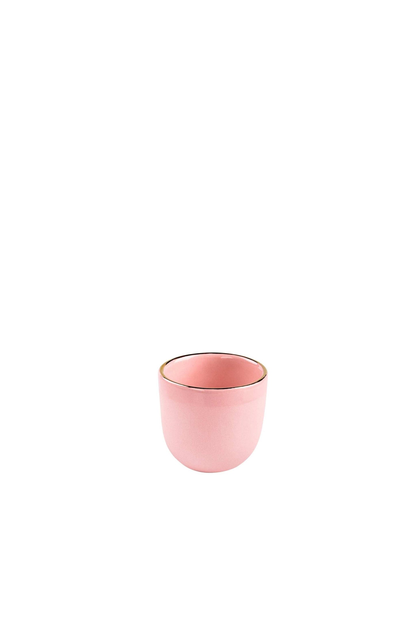 Powder Pink Porcelain Espresso Cup and Gold Rim
