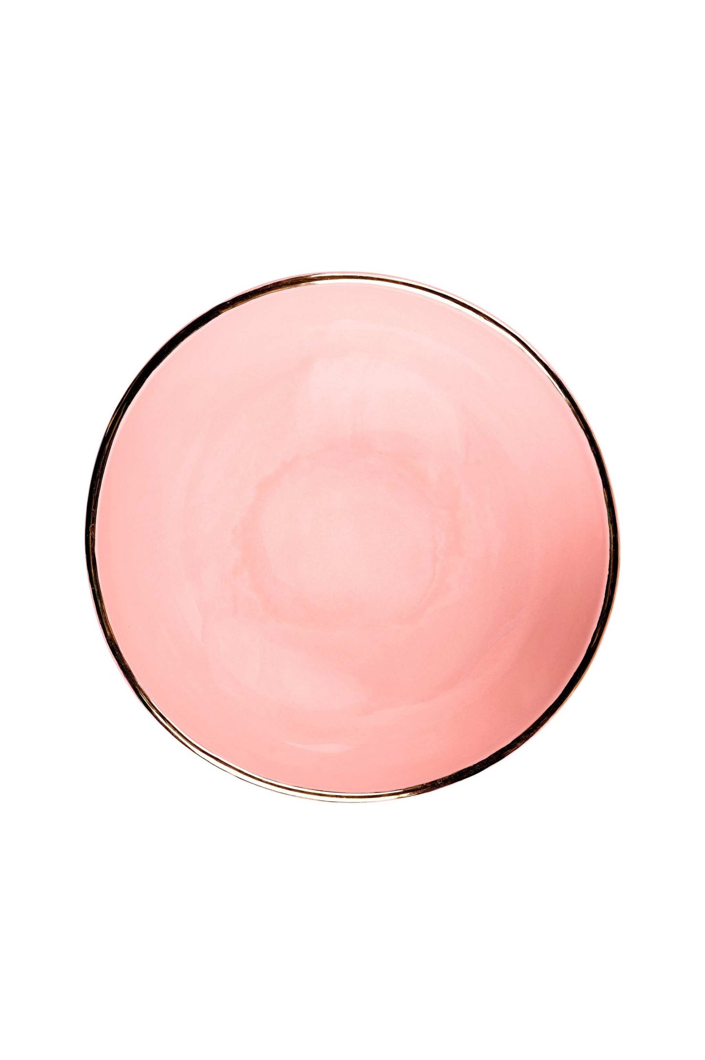 Handmade Porcelain Pink Salad Bowl and a Gold Rim